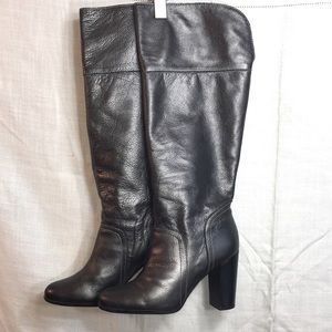 Talbots knee high gunmetal leather heeled boots